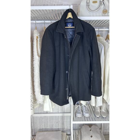 Dockers Men's Size L Black Insulated Zip Up Woold Overcoat SI 0003 - Picture 2 of 8